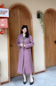 顏域優(yōu)雅氣質(zhì)中長款風衣女款2024新款早秋紫色西裝領英倫風外套女 紫色 M 曬單實拍圖