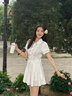 GARNUO白色連衣裙子女夏季法式氣質(zhì)小個(gè)子學(xué)院風(fēng)收腰初戀小白裙短裙套裝 白色【裙子+短褲】 S 【80-100斤】 曬單實(shí)拍圖