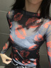 浪莎美式印花網(wǎng)紗長(cháng)袖T恤女防曬夏季韓版短款性感透視內搭甜辣妹上衣 黑色單網(wǎng)紗】 S 曬單實(shí)拍圖