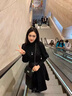 艾柔丹秋冬季新款赫本風(fēng)連衣裙女裝感氣質(zhì)收腰時尚洋氣燈籠袖裙子 黑色 S 曬單實拍圖