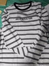 小豬托尼胖男童t恤兒童秋裝長(cháng)袖T恤條紋打底衫中大童孩子潮牌男大童休閑衫 黑白間條長(cháng)白 180 合適170-175身高，150-170斤 曬單實(shí)拍圖