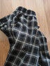 浪莎秋季女復古磨絨格子褲加厚黑白闊腿褲松緊腰直筒寬松顯瘦休閑褲子 曬單實(shí)拍圖