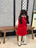 班喜迪女童連衣裙秋冬款周歲女寶寶禮服兒童唐裝小童冬季國風(fēng)過年拜年服 紅色 80cm 曬單實(shí)拍圖