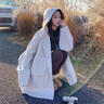 度凡尼斯羊絨外套女秋冬裝帶帽修身呢子大衣韓系雙面羊絨大衣新款高級(jí)感 駝色 L 130-150斤 曬單實(shí)拍圖