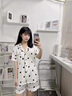 上海故事生日禮物送女友老婆睡衣女夏季冰絲短袖波點(diǎn)冰感女士家居服禮盒裝 波點(diǎn)白（短袖短褲）禮盒裝 L 【110-130斤】 曬單實(shí)拍圖