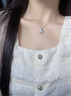 中國黃金（CHINA GOLD）小方糖銀項鏈女款和田玉吊墜玉墜子七夕情人節(jié)生日禮物送女友老婆 【和田玉】小方糖項鏈 曬單實(shí)拍圖