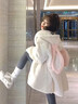 朦朧杏小個(gè)子外套矮個(gè)子羊羔絨加厚保暖可愛(ài)兔子女春秋加絨冬季冬款毛絨 白色 M 曬單實(shí)拍圖