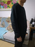 安踏衛(wèi)衣男秋冬季薄款純棉男士長袖T恤男女同款休閑圓領(lǐng)運(yùn)動(dòng)上衣服飾 基礎(chǔ)黑（秋季薄款-刺繡標(biāo)） L /175(120-140斤） 曬單實(shí)拍圖