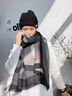 圍巾女春秋季韓版雙面格子空調(diào)披肩兩用女士百搭保暖加厚圍脖披風(fēng) 灰粉 曬單實(shí)拍圖