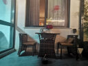紫叶阳台小桌椅 一桌两椅家用小户型茶几创意简约收纳组合藤椅三件套 升级款 深棕75x55，配坐垫靠枕 实拍图