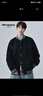 MMOPTOP美式麂皮棒球服外套潮男春秋季刺繡痞帥寬松休閑夾克23001 黑色 M 曬單實(shí)拍圖