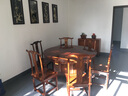 慕尚然 實(shí)木餐桌椅組合 榆木中式2米帶轉盤(pán)大飯桌 酒店大圓桌 明清古典梨木色餐廳家具 1.38米餐桌+8餐椅 曬單實(shí)拍圖