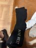 NINE WEST玖熙 中筒印花樂(lè )福襪 運動(dòng)襪 組合裝 黑色、淺咖色、白色 F  曬單實(shí)拍圖