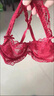 KJ文胸女夏季薄款性感內衣套裝時(shí)尚蕾絲透明內衣透氣胸罩 紅色 75C 曬單實(shí)拍圖