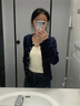 妃奧絨學(xué)院風(fēng)刺繡針織開衫女2024春秋季新款設(shè)計感慵懶風(fēng)洋氣毛衣外套 藏青色 M 曬單實(shí)拍圖