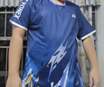 新款羽毛球服套裝男夏季透氣速干衣運動(dòng)短袖T恤訓練比賽球衣印字 3125藏青套裝-男款 3XL 曬單實(shí)拍圖
