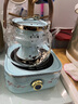 奈維斯?。∟AVSTIN）煮茶器煮茶壺玻璃電熱燒水壺家用全自動(dòng)蒸花茶普洱白茶養生壺 喜上眉梢方形電陶爐套裝-霽青 曬單實(shí)拍圖