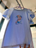 迪士尼（Disney）童装女童针织短袖T恤宝宝甜美泡泡袖上衣公主儿童半袖2024新款夏 梦幻蓝 140cm 实拍图