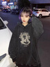 迪伽達連帽衛衣男秋冬季歐美潮牌街頭加絨休閑美式復古寬松套頭上衣外套 XZWFZ-FH20黑色 加絨 XL 曬單實(shí)拍圖