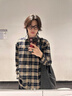 William fox&sons新復古回潮男裝復古色紡提花格紋面料狐貍刺繡寬松休閑長袖襯衫男 藏藍格 XL /52【復古色紡提花格紋面料】 曬單實拍圖