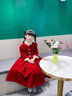 小咔衣濃兒童高端裙子女童主持人禮服鋼琴演奏演出服公主裙花童長(cháng)袖秋冬季 酒紅色長(cháng)款 110 曬單實(shí)拍圖