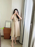 clotho Rennie品牌法式氣質(zhì)連衣裙女2025年夏季新款通勤收腰顯瘦時(shí)尚減齡連衣裙 卡其色 M 曬單實(shí)拍圖