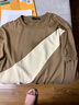 GXG男裝2025春夏新品男士短袖經(jīng)典圓領(lǐng)拼接設計 卡其色 185/XXL 曬單實(shí)拍圖