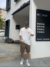 BJHG不計后果 夏季重磅純棉五分袖男生潮牌基礎(chǔ)款體恤情侶裝T恤半袖女 奶昔白 L 曬單實拍圖