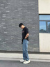 稻草人秋冬季牛仔褲男士黃泥色休閑運動(dòng)直筒褲簡(jiǎn)約情侶闊腿褲長(cháng)褲子男裝 808黃泥色 L(110-130斤) 曬單實(shí)拍圖