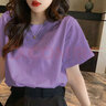 奢娣魅儷2023年新款純棉短袖t恤韓系寬松圓領(lǐng)夏季休閑上衣體恤衫 紫色【笑臉】 M 【推薦90斤內】 曬單實(shí)拍圖
