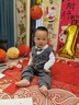 丹鳥(niǎo)王男寶寶周歲禮服三件套兒童紳士西裝嬰幼兒生日宴抓周服帥氣小西服 春秋款領(lǐng)巾三件套 90 碼 曬單實(shí)拍圖