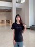 Calvin Klein Jeans夏季女士簡(jiǎn)約圓領(lǐng)ck字母印花舒適打底修身短袖T恤J217960 BEH-黑色 S 曬單實(shí)拍圖
