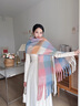 萬(wàn)物生彩虹糖粉色圍巾女冬季彩虹格子韓系氛圍感秋冬親膚披肩兩用 曬單實(shí)拍圖