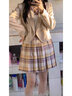 拉曼咔日系學(xué)院風(fēng)JK西裝外套秋冬正版原創(chuàng  )制服女學(xué)生校供感西服套裝全套 杏色一?？?白襯衫+山吹+配飾 M 【建議90~100斤】 曬單實(shí)拍圖
