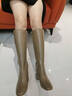 蹀愫（TIGRISSO）小奶皮】綿羊騎士靴不過(guò)膝顯腿長(cháng)保暖親膚通勤高筒靴女TA43705-14 淺灰色 TA63705-14 35 225mm 曬單實(shí)拍圖