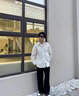 TAGD春季克萊因藍(lán)甩漆白襯衫男2025寬松休閑小眾潮流感純色長袖襯衫女 白色 M 曬單實拍圖