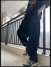 良茨胖子大碼休閑褲子男士冰絲直筒夏季薄款寬松闊腿衛(wèi)褲潮牌運動長褲 A001-K1297黑色 4XL 180-200斤 曬單實拍圖