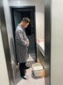 卡賓男裝潮流格紋風衣外套時尚寬松長款W 淺灰色16 XL 52/180 曬單實拍圖