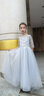 小咔衣濃兒童禮服公主裙花童婚紗小主持人高端鋼琴演奏演出走秀表演服秋季 灰色長(cháng)款 140 曬單實(shí)拍圖