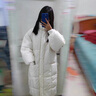 歐若婷雅羽絨棉服女冬季新款女裝韓版加厚寬松中長(cháng)款過(guò)膝棉衣外套女學(xué)生 白色 S 曬單實(shí)拍圖