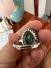 DYN新品天然哥倫比亞木佐祖母綠戒指925銀鍍18k戒指活口可調節手飾女 曬單實(shí)拍圖