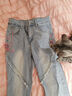 妙奕嘉微喇牛仔褲女春季新款褲子顯瘦馬蹄褲春秋款喇叭褲百搭高腰長(cháng)褲 綁帶開(kāi)叉牛仔褲 M 【建議96-105斤】 曬單實(shí)拍圖