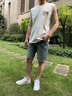 謙集（QIANJI） 高端短褲男夏季薄款潮流直筒寬松五分褲淺藍(lán)色水洗5分牛仔中褲男 藍(lán)色 【HJ911藍(lán)色】 31 建議體重130-138斤穿 曬單實(shí)拍圖