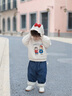幼歌（YOUGE）嬰幼兒2023新款加絨衛衣蝴蝶結可愛(ài)抓絨加厚連帽衛衣潮 奶白 90 cm 曬單實(shí)拍圖