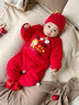 傳樂(lè )星（CHUANLEXING）2026馬年嬰兒新年拜年服滿(mǎn)月寶寶衣服百天男女過(guò)年冬款連體衣套裝 福馬-第一個(gè)新年（秋冬薄棉+帽襪） 73cm (15-17斤/3-6月)百天 曬單實(shí)拍圖