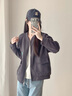 子牧棉麻秋裝 女短外套衛衣開(kāi)衫拉鏈棒球服夾克洋氣百搭上衣2349 深灰色 M(建議95-115斤) 曬單實(shí)拍圖