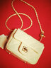 Cuud情人節禮物小包包女時(shí)尚小眾設計白色女包小金球鏈條菱格斜挎包女 米白色 曬單實(shí)拍圖