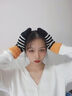 撞青春保暖手套女秋冬季加絨針織手套韓版潮牌情侶學(xué)生女士毛線(xiàn)手套 藍白條紋 均碼 曬單實(shí)拍圖