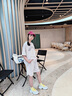 舟喜女童短褲套裝夏季2025新款洋氣時尚兒童夏裝女孩大童夏款潮酷套裝 米杏色-套裝 150 【建議身高 140-150cm 】 曬單實(shí)拍圖