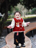 班喜迪男童漢服套裝冬裝寶寶周歲禮服新年衣服兒童中國風(fēng)過年拜年服唐裝 紅色 100 cm 曬單實拍圖
